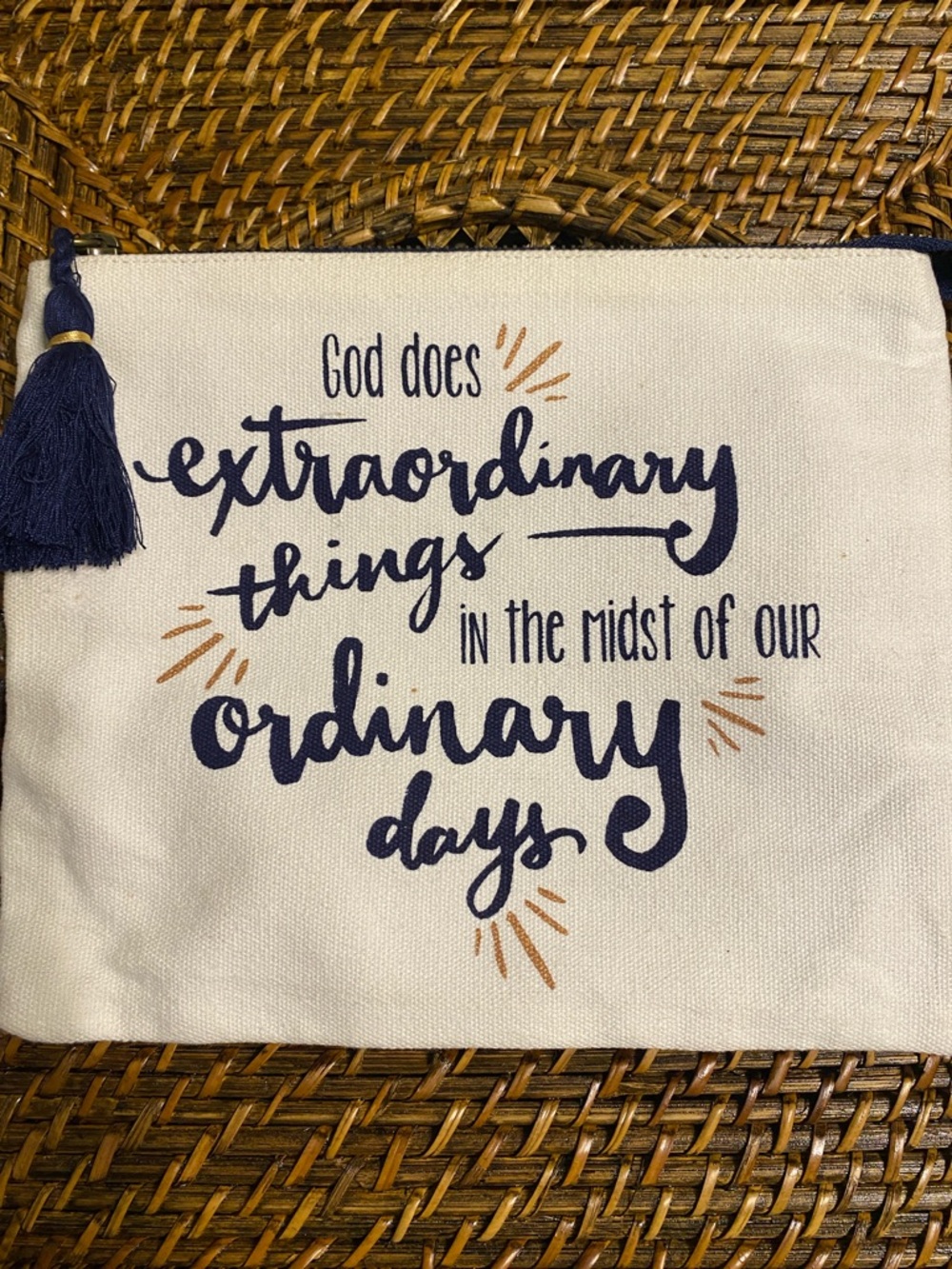 Inspirational Canvas Cosmetic Pouch - Navy & Gold Accent